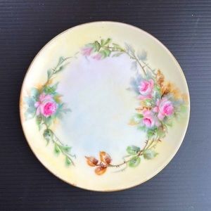 VTG Thomas Bavaria 6” Side Plate Hand Painted Roses c. 1927